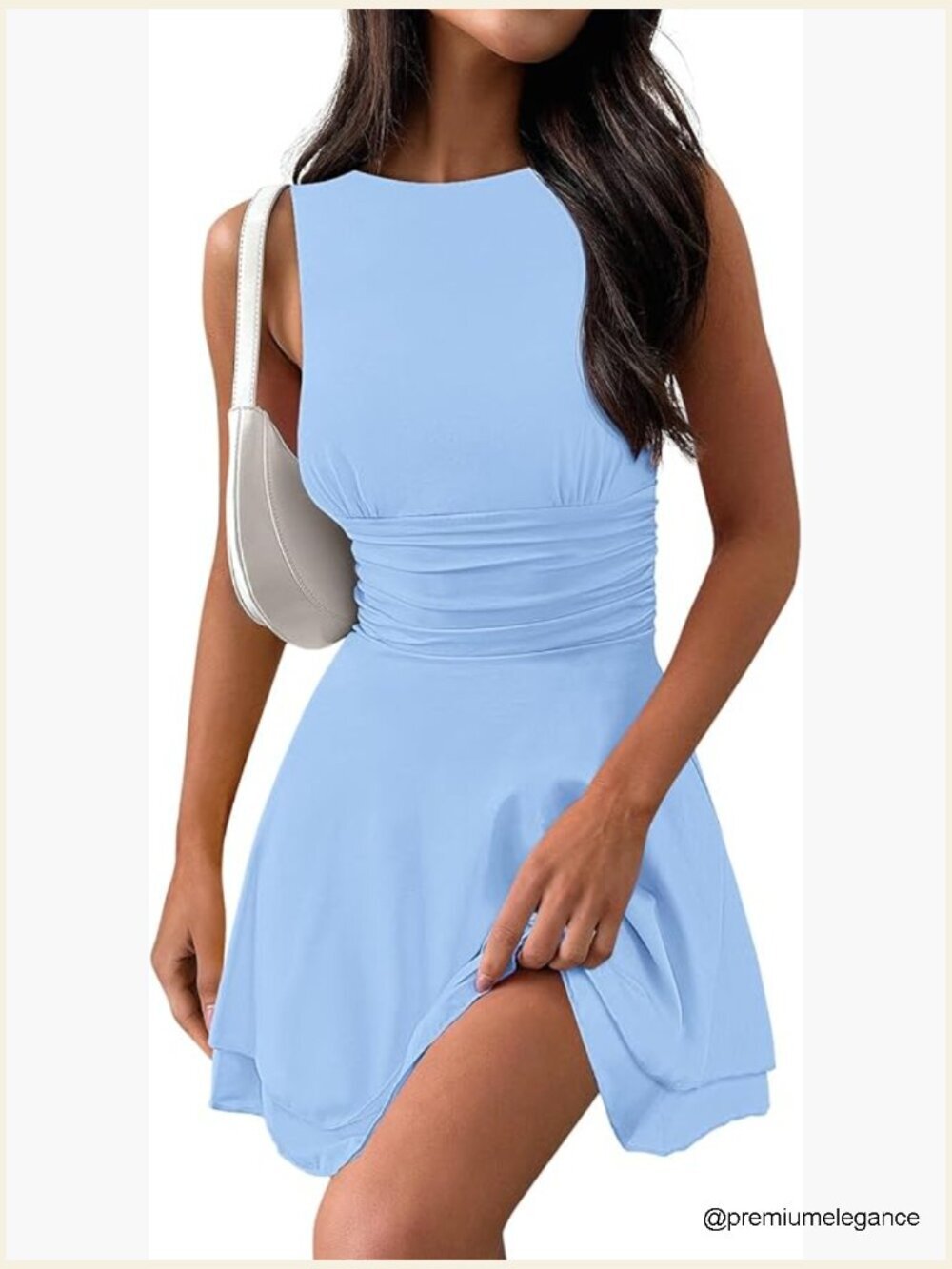 Sleeveless Ruffle Tiered Mini Dress Crewneck Pleated Party Club Summer